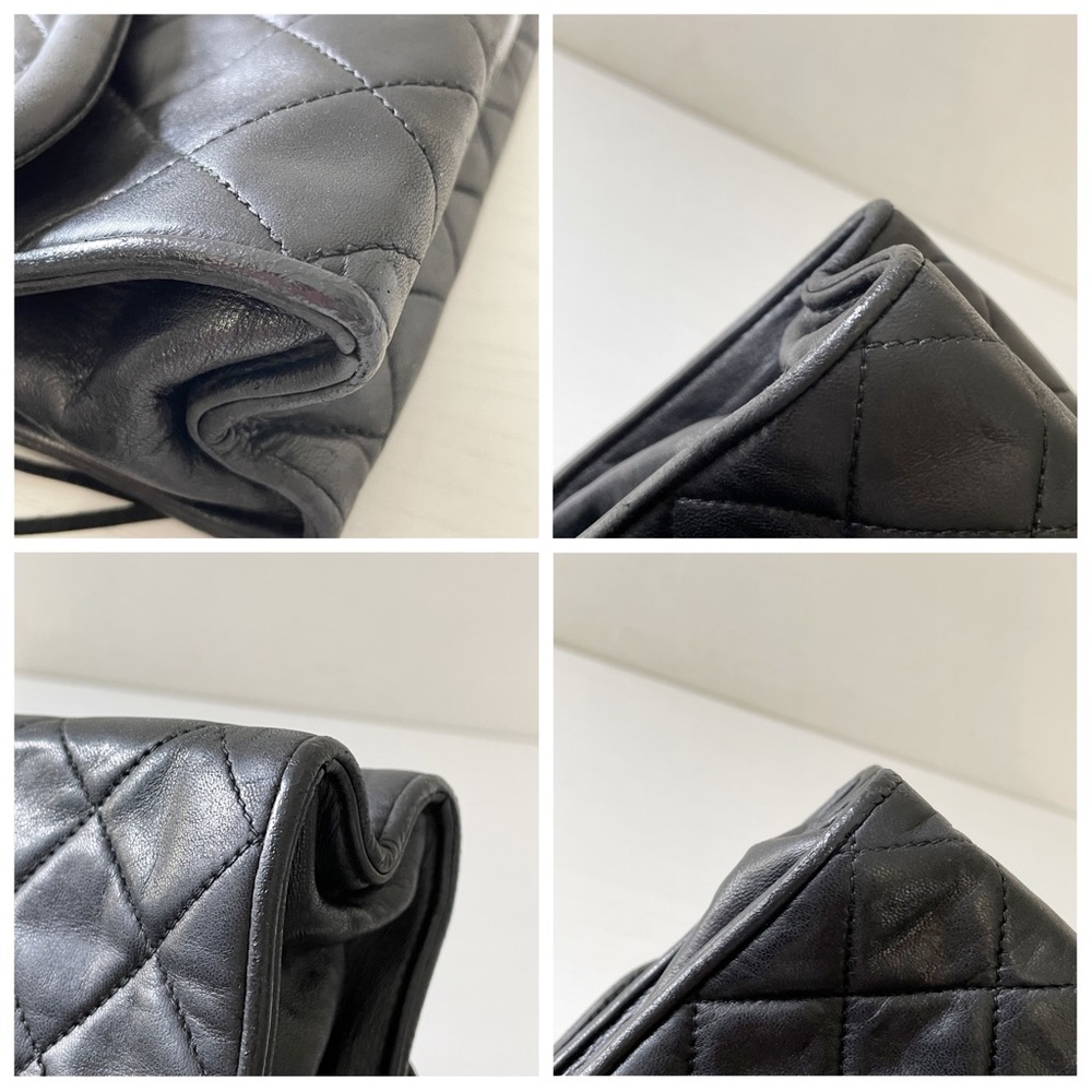 ❤️SOLD❤️Chanel black quilted lambskin leather double flap vintage shoulder bag - Picture 4 of 10